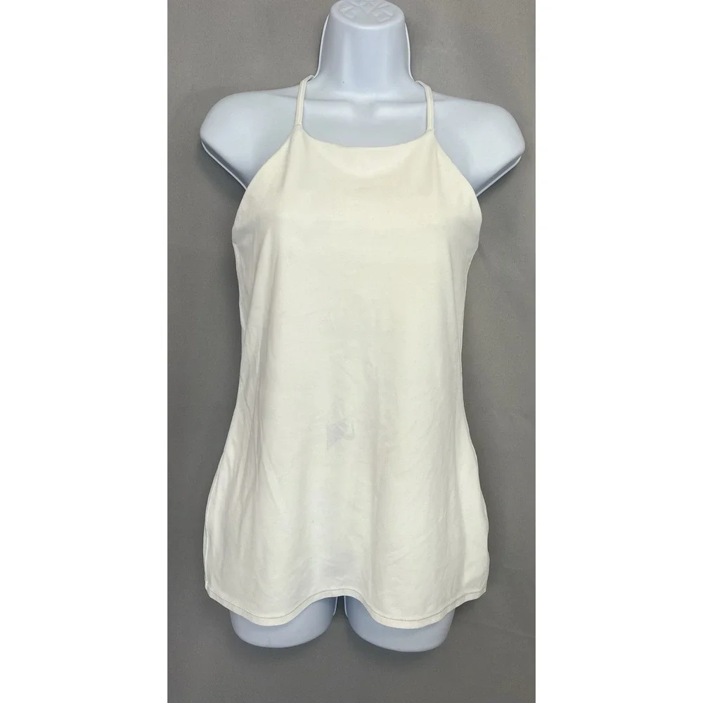 Lululemon Womens White Tank‎ Top Sz 8 Gym Training